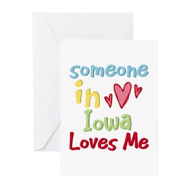 CafePress Someone In Iowa Loves Me Greeting Card (20-pack), Note Card with Blank Inside, Birthday Card Matte