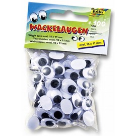 Folia 750007 - Wiggle Eyes with Moving Pupils, White, Round Approximately 7 mm - ideal for figurine and animal craft., Oval