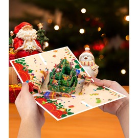 Magic Ants 3D Pop-Up Christmas Tree Greeting Card – Festive Holiday Card with Presents, Decorations, and Envelope – Unique Christmas and New Year Card for Family, Friends, and Kids