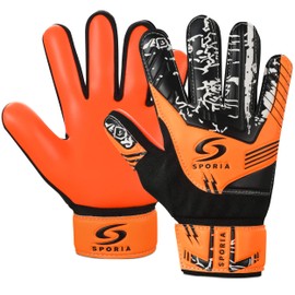 SPORIA Youth Goalie Gloves (Orange, 7)