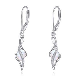 VONALA 925 Sterling Silver Opal Teardrop Earrings - October Birthstone Dangle Leverback Jewelry - Gift for Women