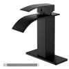 Airuida Matte Black Waterfall Bathroom Faucet, Single Handle Single Hole