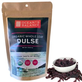 Ocean's Balance Organic Whole Leaf Dulse – Maine Coast Vegetables for Keto, Paleo Diet, & Vegan Diets – Sweet Seaweed Gluten Free Products (2oz Bag)