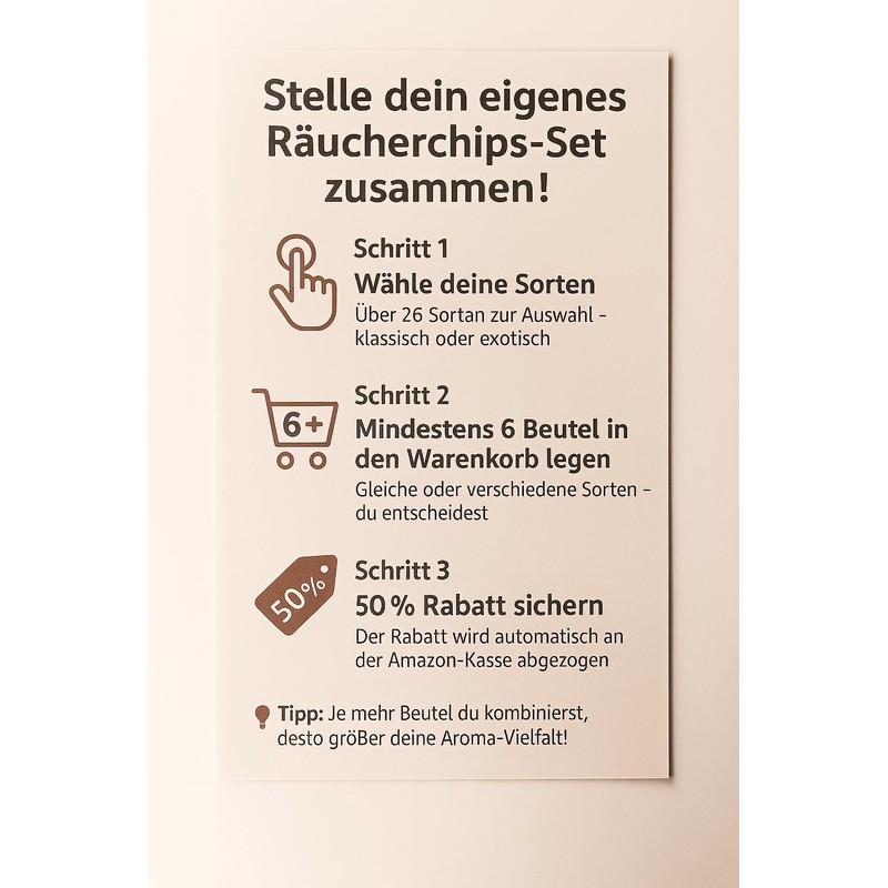 Räucherchips Mix & Set – individuell kombinierbar mit 26 Sorten