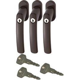 ABUS FG200 B SB Lockable Window Handle Brown Set of 3