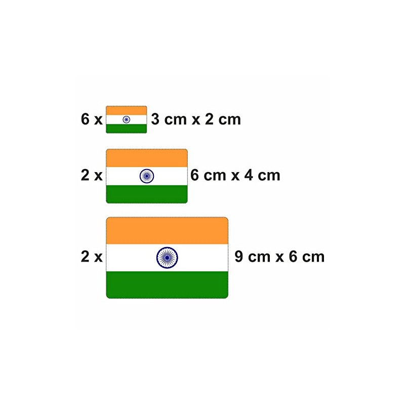 Set of 10 Flag Stickers India Car Sticker