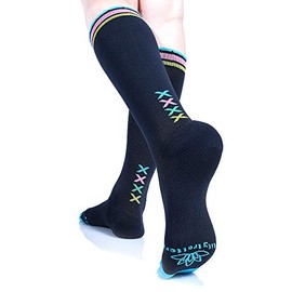 Lily Trotters Athletic Compression Socks, Knee High Support, 15-20mmHG, Four Kisses, Slate, L/XL
