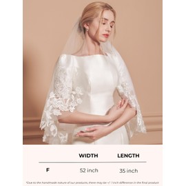 H0W 2 IYIARRY Classic Floral Lace Wedding Veil White Bridal Veil With Mental Comb | Fingertip Length Long Short Bride Veil Bachelorette Party Engagement Ceremony Bridal Shower Bridal Photoshoot