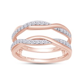 SAVEARTH DIAMONDS 1/4 ct t.w Round Cut Lab Created Moissanite Diamond Criss Cross Infinity Ring Guard Enhancer For Women In 14K Rose Gold Over Sterling Silver (D Color, VVS1 Clarity 0.25 Cttw)-6.5