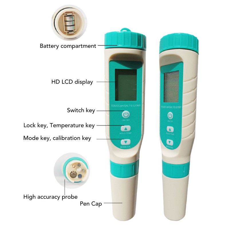 Water Quality Tester TDS EC PH SALT S.G ORP TEMP