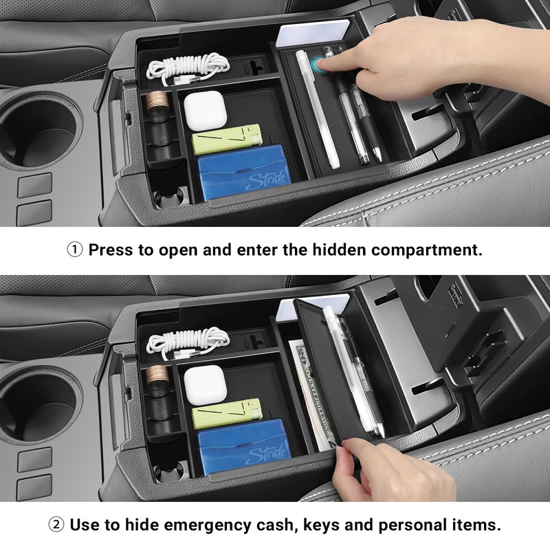 Hellet 2PCS Center Console Hidden Box Organizer Compatible with Toyota