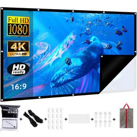 Black Backing Projector Screen 72 Inch VERCORKIN Outdoor Indoor Portable Projection Screens Movie Screen 16:9 Foldable for Home Theater Movies, Office, Outdoor Movies (72 INCH)