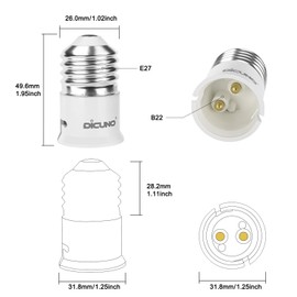 DiCUNO DiCUNO E27 to B22 Socket Converter Screw to Bayonet Socket Adapter ES to BC Lamp Base Adapter for LED Bulbs and Incandescent and CFL Bulbs (2 Packs)