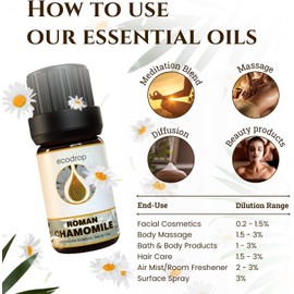 Roman Chamomile Essential Oil, 100% Pure, Best Therapeutic Grade for Aromatherapy, Massage, Diffusers, 5ml (English Chamomile)
