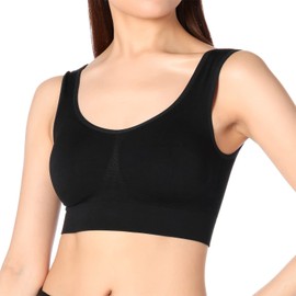 Fukusuke Women's Night Bra, Made in Japan, Sleep Bra, Wireless, Breastfeeding, Breathable, High Armpit Design, Fukusuke 1 Piece Set, Black