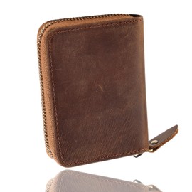 Rozaphor Card Case, Leather, Credit Card Case, Coin Case, Genuine Leather, Creka Case, Skimming, Large Capacity, Card Holder, Coin Purse, Luxury, Elegant, brown (light brown)