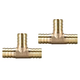 sourcing map 16mm or 5/8" ID Brass Barb Splicer Fitting,T-Shaped 3 Ways,Barb Hose Fitting Air Gas Water Fuel,Barbed Tee Connector,2pcs