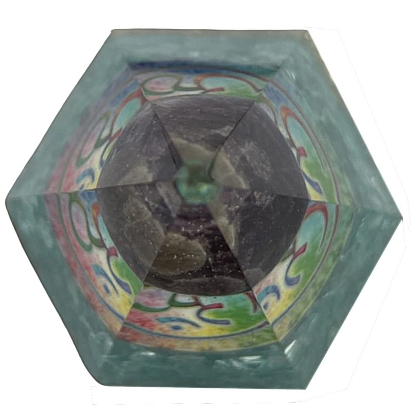 CHONIT Orgonite Pyramid Turquoise Hexagonal Protection Small with Rock Crystal