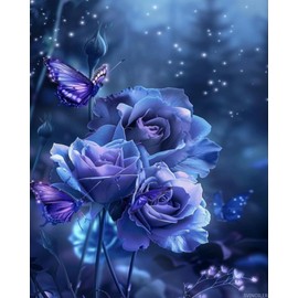 SVINOILER Blue Rose Paint by Numbers Kit for Adults, Paint by Number on Canvas, Abstract Art Digital Oil Painting Kits Suitable for Home Wall Decoration Gift 20"x16"