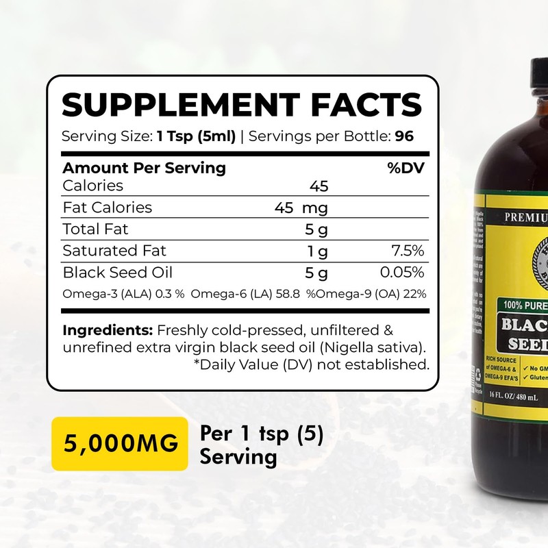 Pure Black Seed Oil - 100% Pure Nigella Sativa -