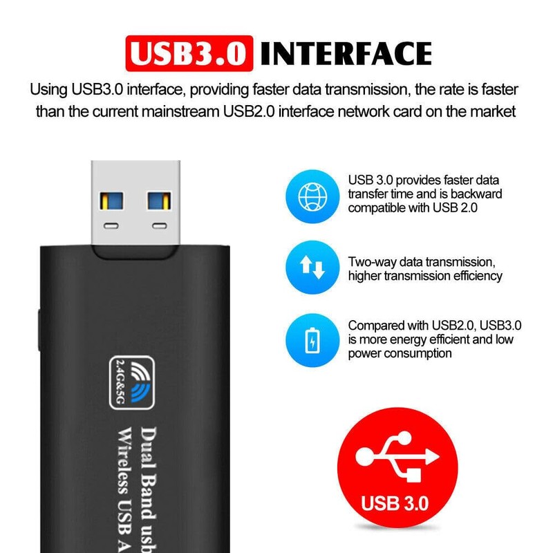 LEDON WiFi Network Receiver, USB 3.0 WiFi Adapter Wireless 1200Mbps