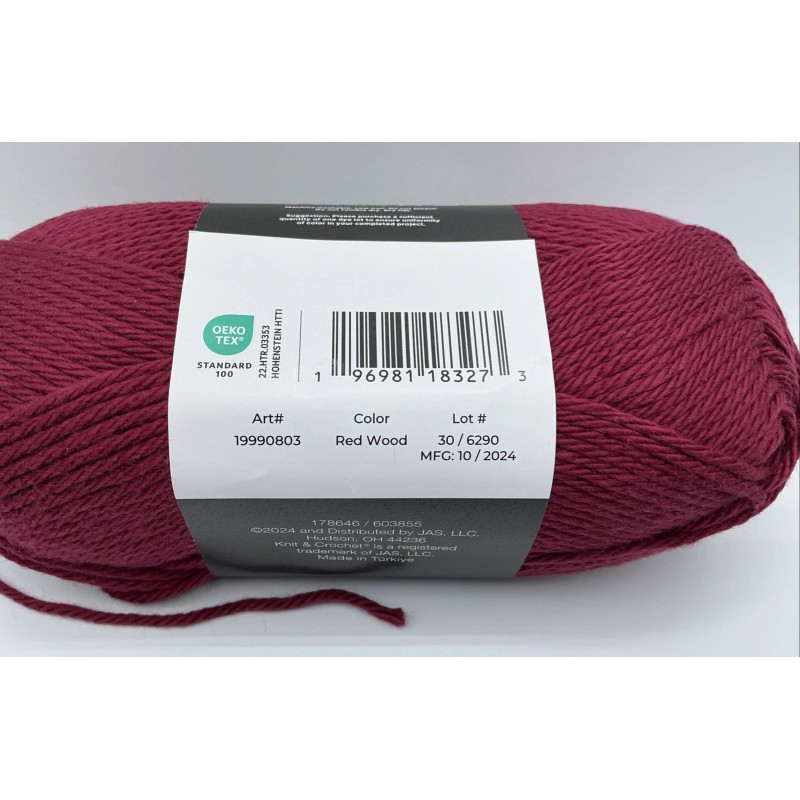 K & C Essential Yarn 100% Cotton Red Wood Color