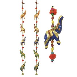 Set of 2 Traditional Handcrafted Colorful Wall Door Hangings Latkan Décor for Home Offices Hotel Decorative Accessories for Party Festival Wedding Festivities and Gifting (Elephant Gota)