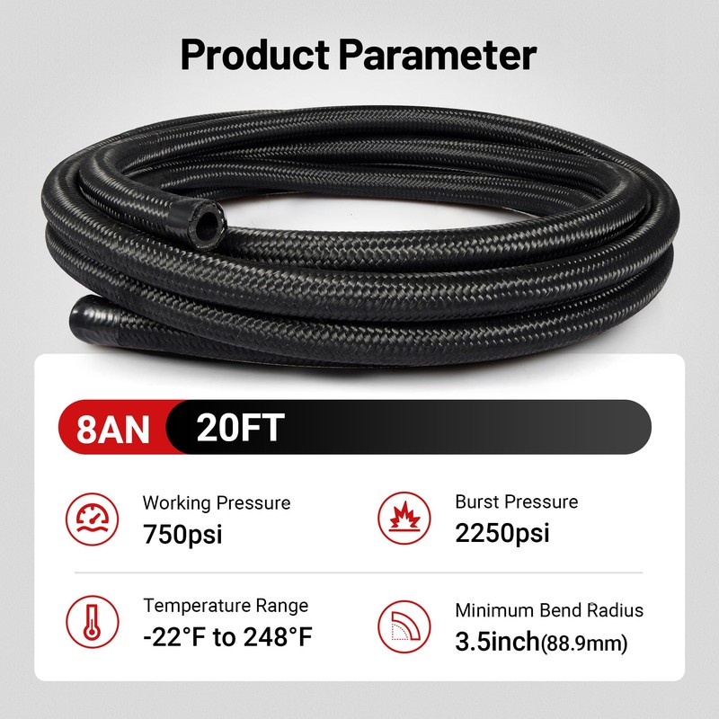 EVIL ENERGY 8AN Fuel Line Kit, 8AN Hose Nylon Braided