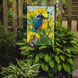 Caroline's Treasures ASA2009GF Kingfisher in Yellow Irises Garden Flag Mailbox Flag Decorative Yard Flag Banner Outside Patio Artwork Yard Flower Beds, Garden Size, Multicolor