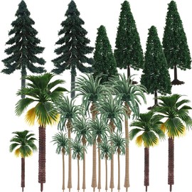 AmyBy Model Miniature Forest Plastic Toy Trees Bushes Rainforest Diorama Supplies Train Scenery Mini Coconut Palm Plant Crafts Cedar Firs 20