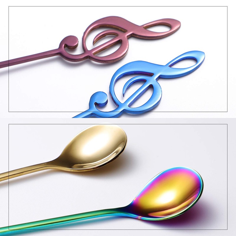 Music Note Spoons 6-Pack Creative Cute Teaspoons 18/10 Stainless Steel
