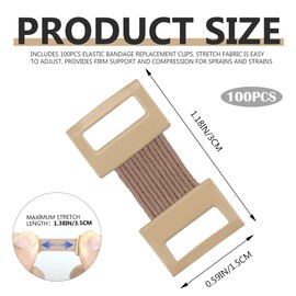 UPIQNG 100Pcs Elastic Bandage Clips Replacement Aluminium Clasps Stretch Wrap Metal Bandage Clips for Various Types Bandages,Brown