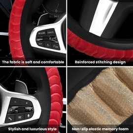 Bittwee 15 Inch Car Steering Wheel Cover, Winter Warm Plush Fluffy Non-Slip Automotive Steering Wheel Protector for Man Woman, Vehicle Interior Accessories Universal for SUV, Truck, RV（Yellow）