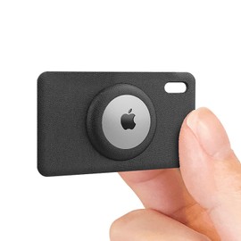 Airtag Wallet Holder | New Texture | New Size (Smaller and thinner) More Fitting | Airtag Wallet Case | Only 0.04in Thick | Slim Thin Card Holder for Purse, Backpack, Handbag… (Black)