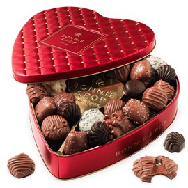 Day Chocolate Gift Basket | Heart Shaped Gift Present for Her, Mother, Mom, Wife, Spouse with Assorted Milk Chocolate Truffles | Bonnie and Pop
