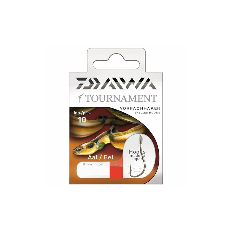 Daiwa Tournament Snelled Eel Hooks 60cm 10pcs., Size 8