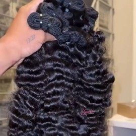 Raw Cambodian Hair Unprocessed Vietnamese Raw Burmese Curly Bulk Indian Hair Bundles Wholesale Human Hair Extensionscolor: 1pcs bundle Loose deep wave, Stretched Length: 14 in