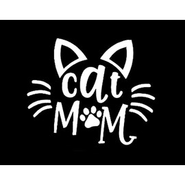Cat Mom Whiskers Paw Print MKR Decal Vinyl Sticker |Cars Trucks Vans Walls Laptop| White | 5.5 x 4.6 in|MKR2347