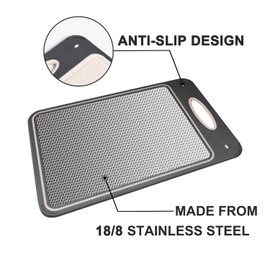 2 in 1 Stainless Steel Chopping Board & Plastic Cutting Board, 36 * 24 cm, BPA Free