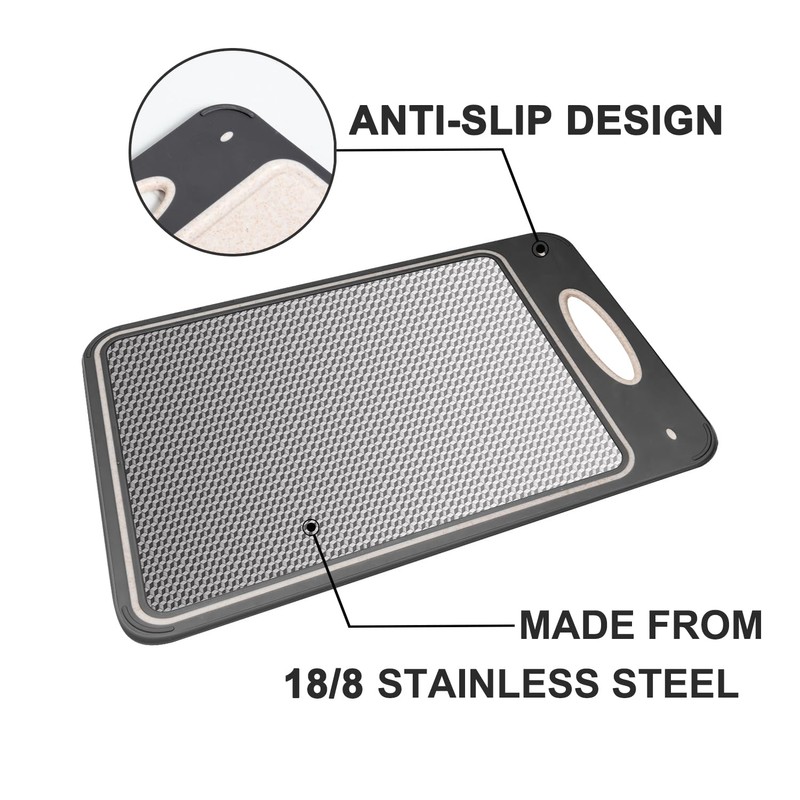 2 in 1 Stainless Steel Chopping Board & Plastic Cutting
