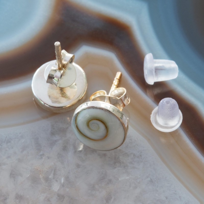 Fly Style 925 Silver Earrings with Shiva Eye, Shell