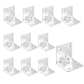 Angle Brackets, 10pcs L Brackets, 40 x 40 x 40mm Corner Brackets for Wood, Metal 90 Degree Bracket for Fixing and Repairing Furniture, Shelves, Windows, Cabinets