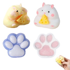 4 Pcs Taba Squishy, Fufu Squishy Squishies, Squishy Stress Toy Clever Design Compact and Easy to Carry, Cat Paw Squishy Kneading Toys to Release Internal Pressure Helps with Concentration