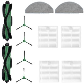 12 Pack Accessories Kit Compatible with iRobot Roomba Essential Series Q0120 Y0140 Y0110 Q011 Robot Vacuum Cleaner,1 Roller Brush＆ 4 Side Brushes＆4 Hepa Filters & 2 Mopping Pads Replacement Parts