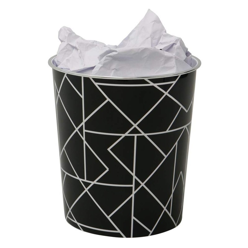 JVL Linear Black Waste Paper Bin, Set of 2