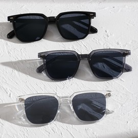 ENSARJOE 40-Pack Wholesale Square Sunglasses - 3 Colors (20 Black/10 Gray/10 Clear) | UV400 Bulk