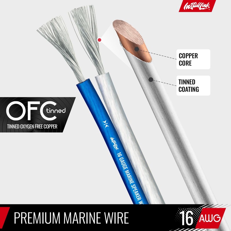 Install Link 16 Gauge Speaker Wire Cable (50 Feet) for