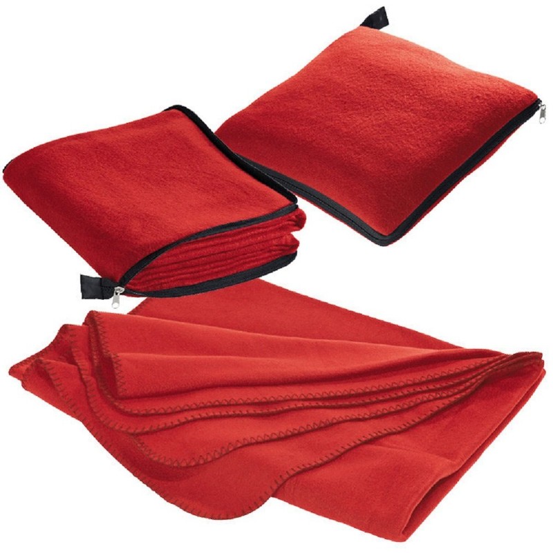 XL Fleece Blanket and Cushion in One, Red, Approx. 180