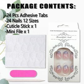KTAABTR French Tip Press on Nails Short Almond Shaped Silvery French Tip Fake Nails with Glue Glossy Full Cover False Nails Stick on Nails for Woman Glitter Acrylic Nails Decoration Set 24Pcs