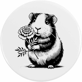 Azeeda 2 x 38mm 'Meerschweinchen hält Ringelblume' Pin Knopf-Abzeichen (BB00139700)